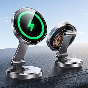 [Prime] Joyroom Metal MagSafe 15W Wireless Car Mount Charger w/ 360° Rotatable Panel (Black or Silver) $9.59 + Free Shipping