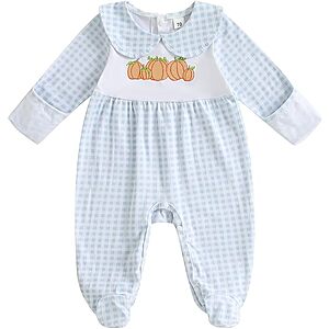 Kuriozud My First Halloween Baby Girl Boy Outfit Newborn Pumpkin Jumpsuit Romper Halloween Footie Pajamas Coming Home Outfit $6.99