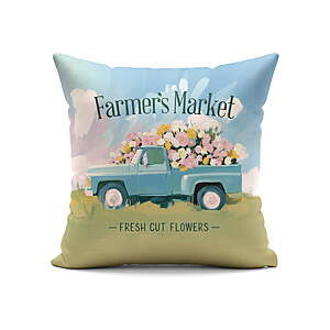 Mainstays 16 in x 16 in Blue Truck Outdoor Pillow, Multi-color $3.97