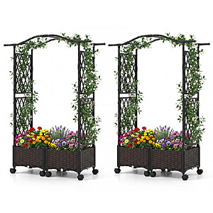 Costway 2-Pack 5' Raised Rolling Garden Beds w/ Trellis & Hanging Roof $97 + Free Shipping