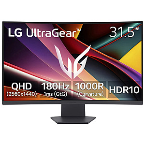 Open Box LG 32G60WA-B UltraGear 32-Inch QHD 180Hz 1000R Curved Gaming Monitor, $110.4