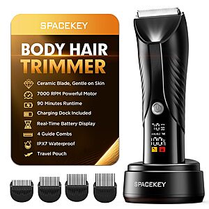 Spacekey Men's IPX7 Waterproof Groin & Body Hair Trimmer w/ LED Light & Ceramic Blade Heads $11.99 + Free Shipping w/ Prime or on $35+