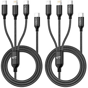 2-Pack 4' Jogrytece 3-in-1 USB-C/Micro USB/Lightning Nylon Braided Multi Charging Cable $4.49 ($2.24 each) + Free Shipping w/ Prime or on $35+