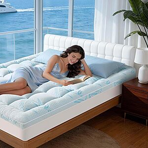 60" x 80" Acnalboma Queen Mattress Topper Pillow Top (Blue) $28.49 + Free Shipping w/ Prime or on $35+