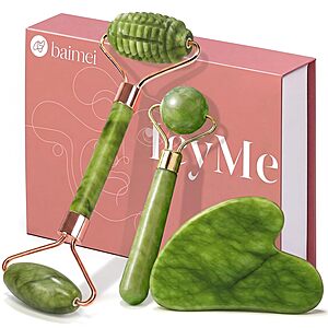 3-Piece BAIMEI IcyMe Jade Gua Sha & Face Roller Set w/ Ridged & Mini Rollers (Green) $5.99 + Free Shipping w/ Prime or on $35+