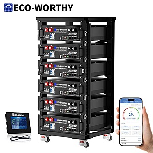6-Pack ECO-WORTHY Cubix 100 48V 100AH LiFePO4 Battery + Server Rack & Monitor $4600 + Free Shipping