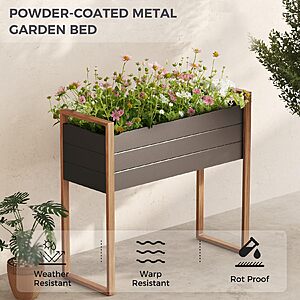 Grand patio Raised Garden Bed with Legs, Metal Elevated Planter Box with Woodgrain $85.49