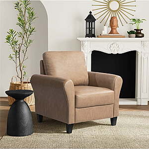 Lifestyle Solutions Alexa Club Chair, Brown Faux Leather, $127, FS, Walmart