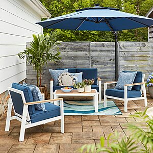 allen + roth Chatham Pier 4-Piece Patio Conversation Set w/ Navy Cushions $548.00 + Free Shipping