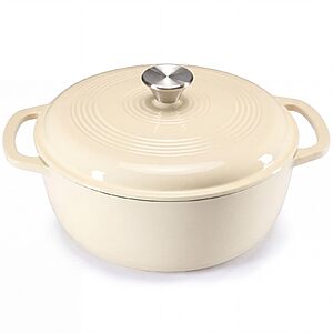 6-Qt NEWBULIG Enameled Cast Iron Dutch Oven w/ Wide Handles (Beige) $29.99 + Free Shipping w/ Prime or on $35+