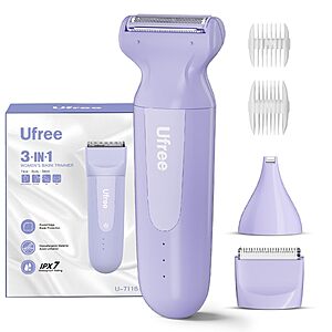 3-in-1 Ufree Women's IPX7 Waterproof Bikini Trimmer $7.99 + Free Shipping w/ Prime or on $35+