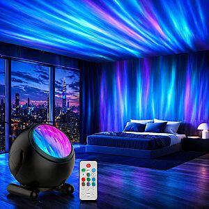 Proran LED Night Light Aurora Projector w/ Timer & Remote (Black) $6.99 + Free Shipping w/ Prime or on $35+