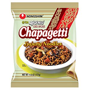 Nongshim Ramen Noodles, Gourmet Instant Ramen, Premium Microwavable Noodle, Chapagetti, 4.5 Ounce (Pack of 4)~$4.72 With S&S @ Amazon