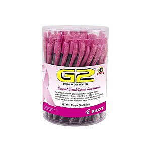 $39.99: PILOT G2 Breast Cancer Awareness Collection Black Ink Pens (48-Pack Tub)