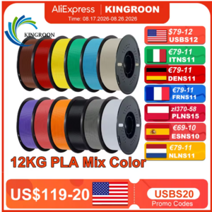 KINGROON 10KG/22LBS Multicolor PLA Filament 1KG/Roll 1.75mm For 3D Printer Material for 3D Printing 3D Printer Filament $54.52