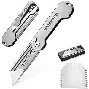 $8.99* | 2-Pk WORKPRO EDC Folding Utility Knife w/ Belt Clip & 10 Blades at Amazon