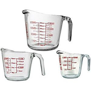 [AC] $13.49* | 3-Piece Anchor Hocking Glass Measuring Cups Set (1-Cup, 2-Cup, & 4-Cup) at Amazon