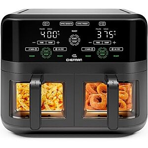 [AC] $63.69* | Chefman 6-Quart Dual Basket Air Fryer w/ Easy View Windows & Sync Finish (Black) at Amazon