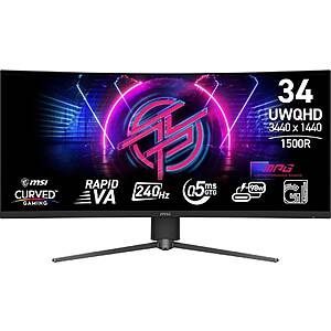 [Newegg] MSI 34 inch UltraWide QHD 240Hz Curved Gaming Monitor $290 + Free Shipping $290.4