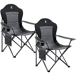 $69.98* | 2-pk EVER ADVANCED Folding Camping Chair w/ High Padded Back (black) at Amazon