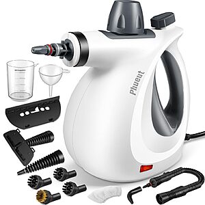 Phueut Pressurized Handheld Multi-Surface Natural Steam Cleaner with 12 pcs Accessories, Multi-Purpose Steamer $42.39