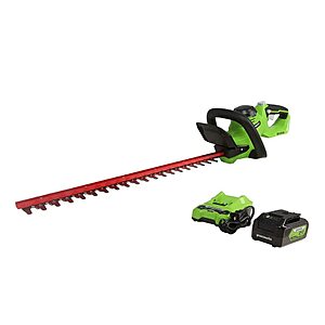 Greenworks 24V 22" Cordless Laser Cut Hedge Trimmer, 4.0Ah USB Battery and Charger Included $99.99