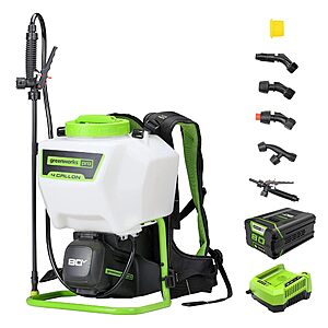 Greenworks 80V 4 Gallon Backpack Sprayer Kit with 2Ah Battery and Charger $189.99