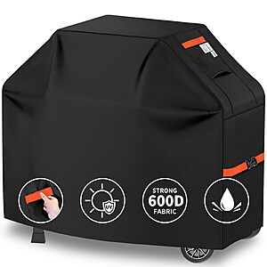 Kiafmol 64 Inch Waterproof Grill Cover Heavy Duty Fade Resistant,Black