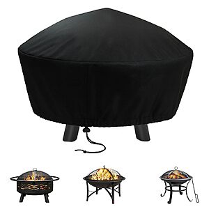 32" x 16" Round Fire Pit Cover for 20-32" Pits, 600D Waterproof