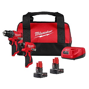 Milwaukee M12 12-Volt Lithium-Ion Brushless Cordless Subcompact Drill and Impact Driver Combo Kit w/2 Batteries and Bag (2-Tool) $169