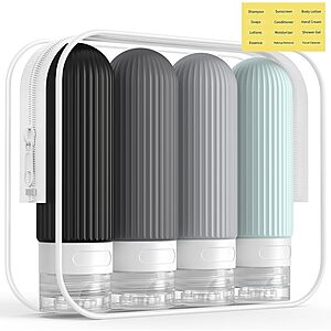 4-Pack 3-Ounce TSA-Approved Silicone Travel Bottles (Grey) $4.49 + Free Shipping w/ Prime or on $35+