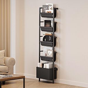 5-Tier 64.8" Homeiju Metal and Fabric Wall Mount Ladder Shelf (Black) $6.64 + Free Shipping w/ Prime or on $35+