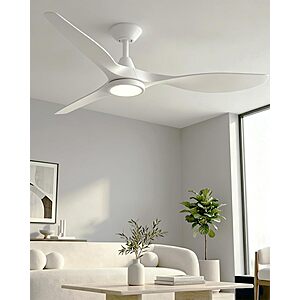 Roomratv 52" White Ceiling Fans with Lights and Remote, Large Airflow $58.99