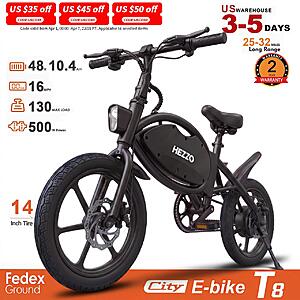 HEZZO T8pro Foldable Electric Bike 48V 10.4Ah 500W 16 Inch City Commuter E-bike $321 + Free Shipping