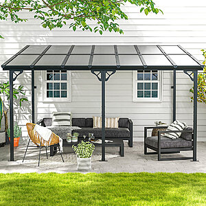 14' x 10' JolyDale Outdoor Metal Pergola Canopy w/ Sloped Roof $360.00 + Free Shipping