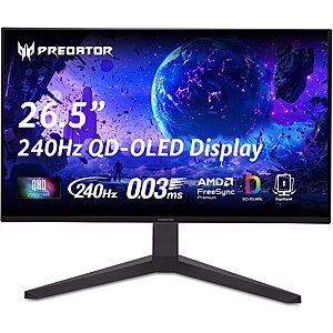 Acer Predator X27U 26.5" QHD QD-OLED 240Hz Gaming Monitor $314.99