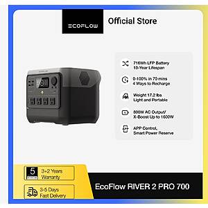 ECOFLOW RIVER 2 Pro Solar Generator 716Wh LiFePO4 Battery $262 + Free Shipping $262.2