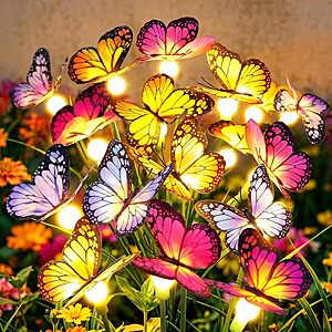 2-Pack Solar Swaying Butterfly Garden Stake Lights w/ 16 Butterflies & 16 LED Orbs $11.49 + Free Shipping w/ Prime or on $35+
