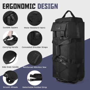$47 FS Walmart by DAKOMM 90L Extra Large Rolling Duffle Bag with Wheels, 34 Inch Travel Luggage - Waterproof Collapsible Design w/Shoulder Straps $46.99