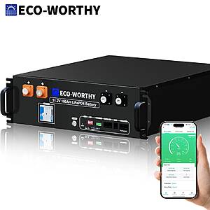 ECO-WORTHY 48V 100Ah LiFePO4 Server Rack Battery 5.12kWh 3U $580 + Free Shipping $579.98
