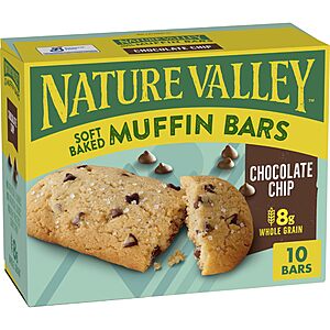 Nature Valley Chocolate Chip Soft Baked Muffin Bars, 10 ct, 12.4 oz $4.40 or less