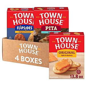4-Count 13.8-Oz Town House Crackers 3-Flavor Variety Pack $9.87 w/ S&S + Free Shipping w/ Prime or on $35+