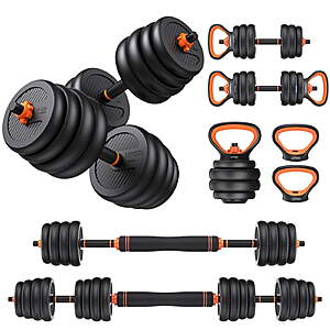 $69.99: [AC]UPGO Adjustable Dumbbells 70LB 5-in-1 Weight Set with Barbell Kettlebell and Push-Up Stand at Walmart.com