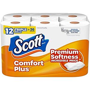 [SnS, AC] $11.19 | 3 × 12-Count 231-Sheets Scott Scott ComfortPlus Toilet Paper ($3.73 each) at Amazon