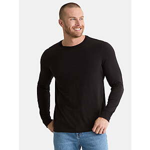 $2.36~2.93: George Men's & Big Men's Relaxed Fit Cotton Crewneck Long-Sleeve T-Shirt(Black, XS-3XL, no M) at Walmart.com