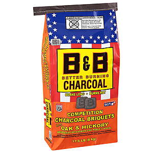 $10.46 FS Walmart+ (LABOR DAY COOKOUTS!) B&B Charcoal Competition Oak Charcoal Briquets 17.6 Pound (REGIONAL?)