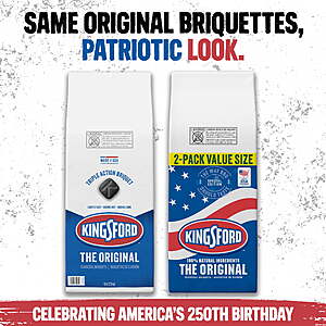$17.76 FS WALMART+ or at $35/Pick Up  Kingsford Original Charcoal Briquettes for Grilling, Flag Limited Edition, 16 lbs Bag (2 Pack)