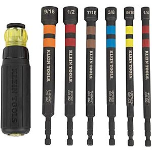 $32.98** | 6-Pc Klein Tools Ratcheting Impact Rated SAE Hollow Power Nut Driver Set w/ Handle at Amazon