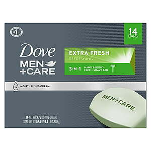 $11.48 (STARTS Aug 26) SAMS CLUB Dove Men+Care Body, Shave and Face Bar Soap, Extra Fresh, 3.75 oz., 14 ct.