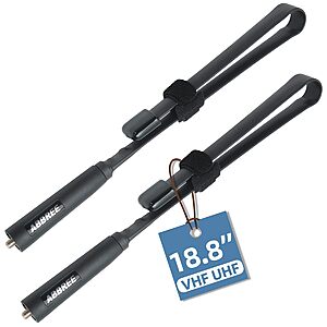 2-Pack ABBREE 18.8" SMA-Female 144/430MHz Foldable Tactical Ham Radio Antenna $5.99 + Free Shipping w/ Prime or on $35+